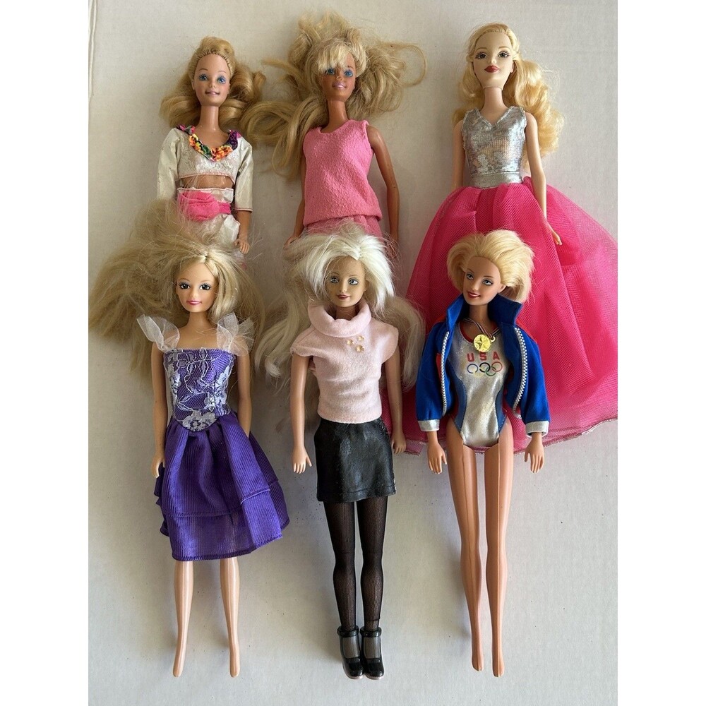 Lot of 6 Vintage Barbie Dolls 1990s 2000s Fashion Fever Olympic Rollerblade